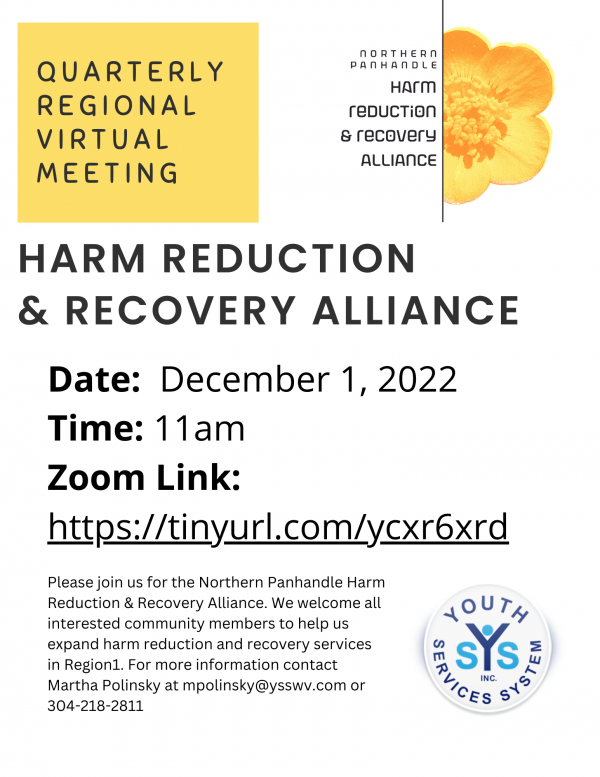 Photo for Northern Panhandle Harm Reduction & Recovery Alliance Meeting