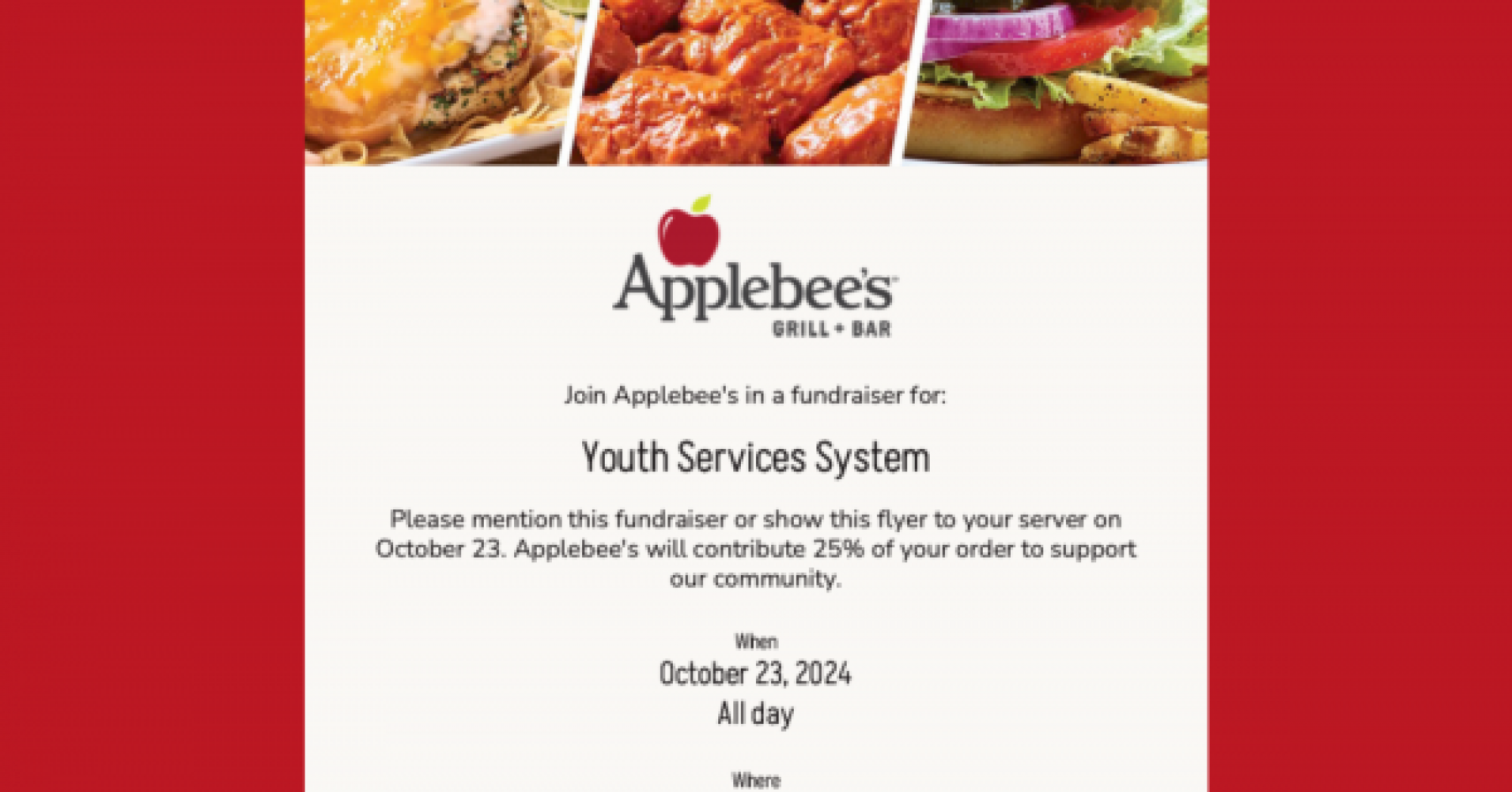 Applebee's Dine to Donate | October 23rd, 2024 | Calendar | Youth ...